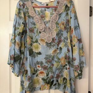 Blue floral Spence flowy top
